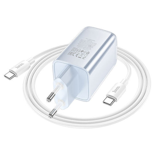 Hoco Φορτιστής GaN με Θύρα USB-C και Καλώδιο USB-C - USB-C 65W Power Delivery Μπλε (N48)