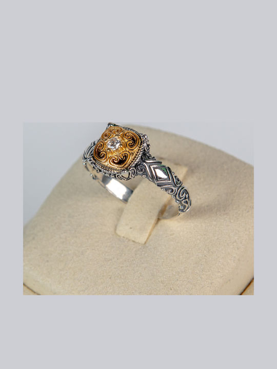 Ring with Zircon made of Silver Gold Plated