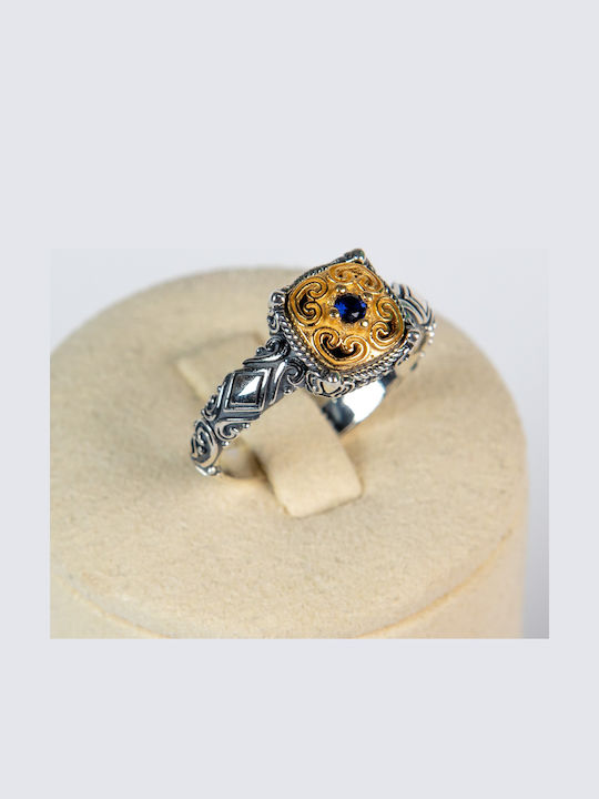 Ring with Zircon made of Silver Gold Plated