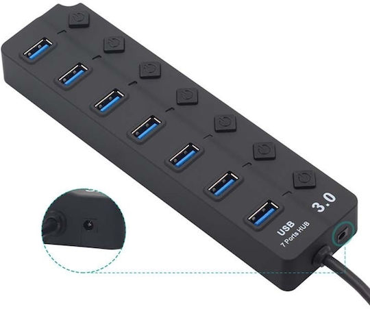 Usb Hub Hb7 3.0 High Speed 7 Port Usb 3.0 On Off Button High-speed Usb 3.0 Connection