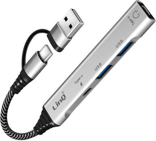 Linq 4-in-1 USB-C Hub 2x USB 2.0 2x USB-C Audio Synchronization Gray