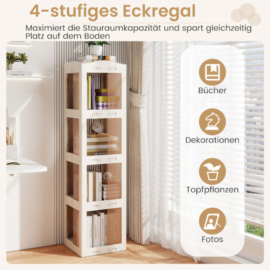 Corner Bookcase White 36.5x36x141.5cm