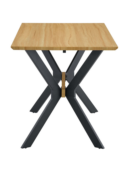 Table Dining Room Wooden with Metal Frame Sonoma/black 120x60x74cm