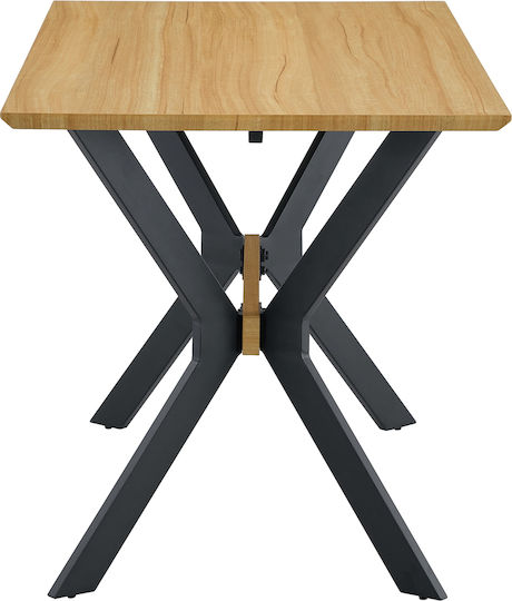 Eldridge Wooden Dining Room Table with Metal Frame Sonoma Black 120x60x74cm