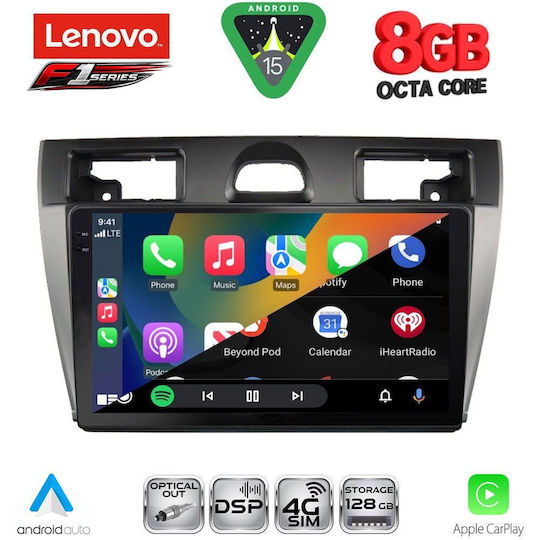 Lenovo Car Audio System for Ford Fiesta 2005-2008 (Bluetooth/USB/WiFi/GPS/Apple-Carplay/Android-Auto) with Touch Screen 9"