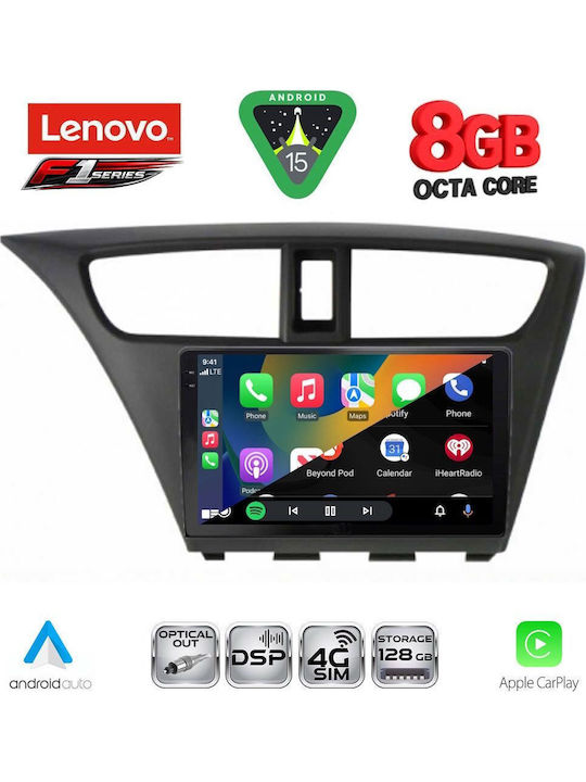 Lenovo Car Audio System for Honda Civic 2012-2016 (Bluetooth/USB/WiFi/GPS/Apple-Carplay/Android-Auto) with Touch Screen 9"