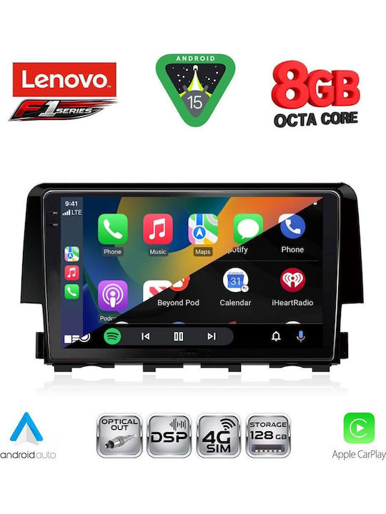 Lenovo Car Audio System for Honda Civic 2016-2021 (Bluetooth/USB/WiFi/GPS/Apple-Carplay/Android-Auto) with Touch Screen 9"