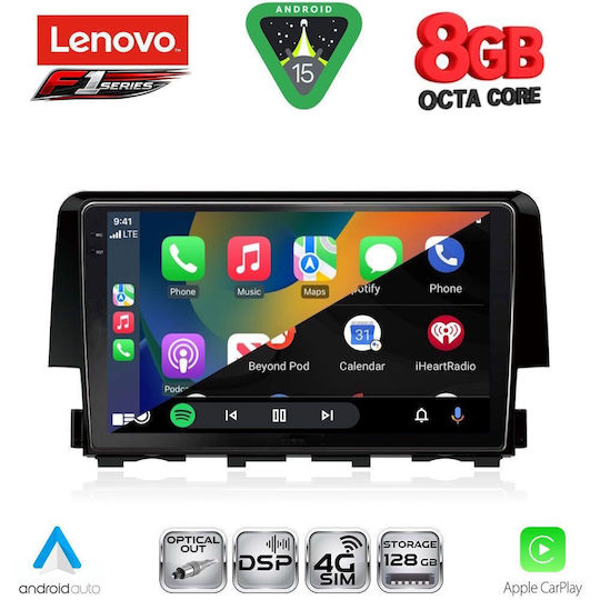 Lenovo Car Audio System for Honda Civic 2016-2021 (Bluetooth/USB/WiFi/GPS/Apple-Carplay/Android-Auto) with Touch Screen 9"