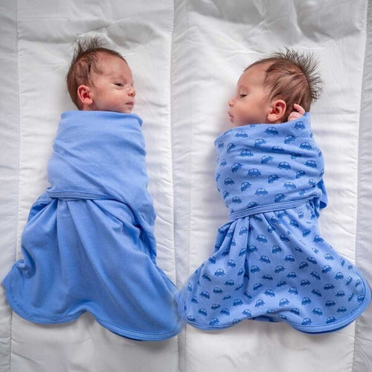 Babybliss Спален Чувал Носещо Се Одеяло За Повиване Blisssnug Сини Коли Blue Комплект 2 Бр
