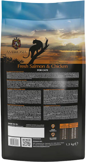 Ambrosia Fresh Salmon & Chicken Sterilized Cats Ξηρά Τροφή χωρίς Σιτηρά για Ενήλικες Στειρωμένες Γάτες με Σολομό / Κοτόπουλο 5kg