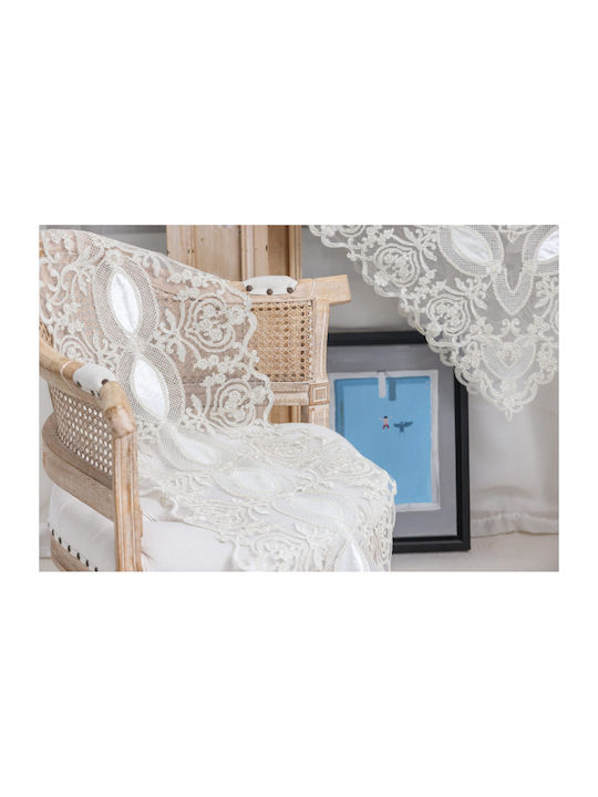 Liolios Home Ράνερ με Κέντημα Ivory 40x150εκ.