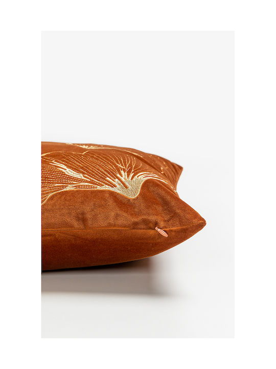 InTheBox Μαξιλάρι Καναπέ Ventalia από Βελούδο Terracotta Gold 45x45εκ.