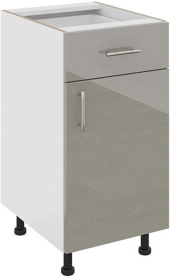 Corp Dulap de podea cu Blat de Lucru Glossy Grey/white 40x50x80buc