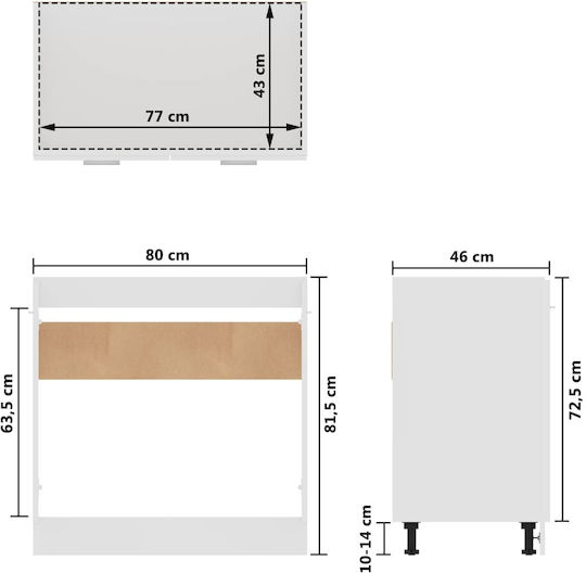 Dulap pentru Chiuvetă Alb 50x46x81.5buc