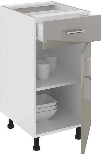 Corp Dulap de podea cu Blat de Lucru Glossy Grey/white 40x50x80buc