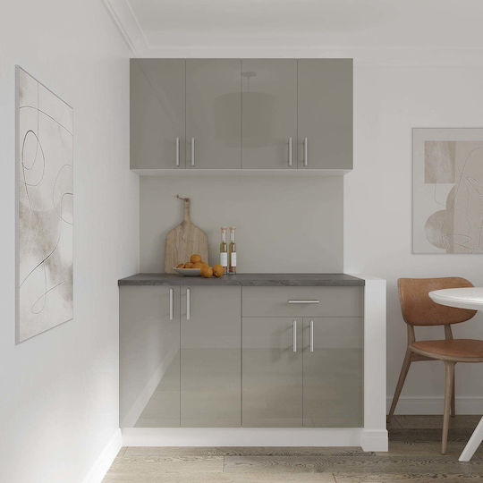 Corp Dulap de bucătărie Agățat cu Blat de Lucru Glossy Grey/white 60x30x60buc