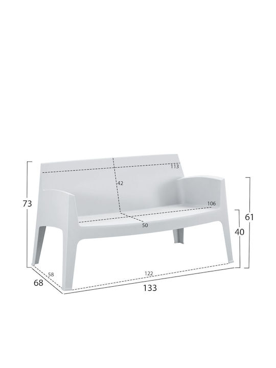 Sleek Canapea cu două locuri Exterior din Polipropilenă 118x48x73cm
