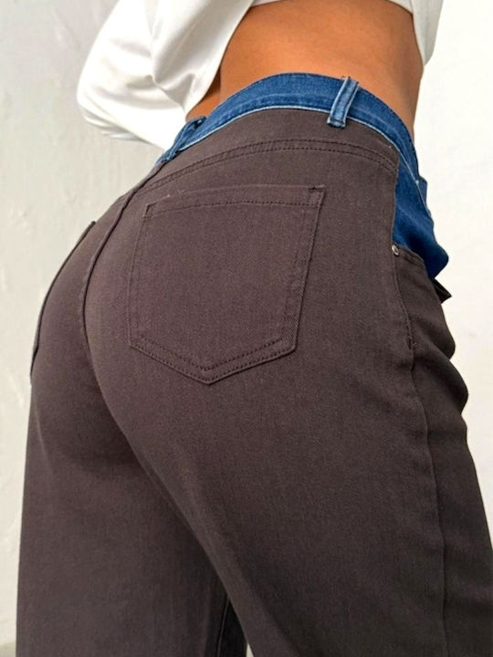 Ψηλόμεσο Γυναικείο Jean Παντελόνι σε Boyfriend Εφαρμογή Brown