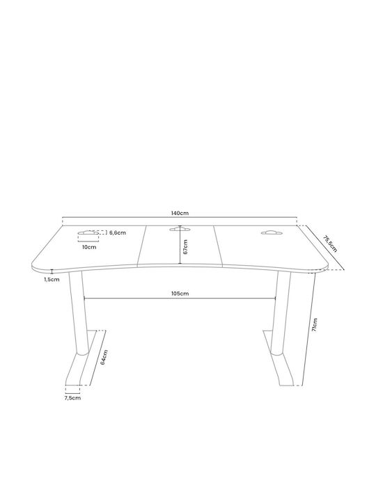 Gaming Office Arena Wooden Medium Pink 140x75.5x71cm