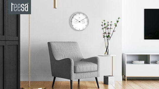 Wall Clock Glass White Ø30cm