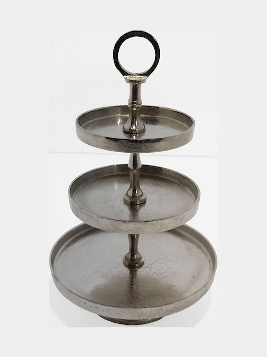 InTheBox Metallic Dessert Tower Stand with 3 Tiers Servir Silver Ø22cmxY36cm