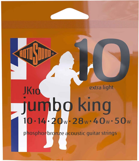 Rotosound Jumbo King Set of Bronze Acoustic Guitar Strings 10 - 50