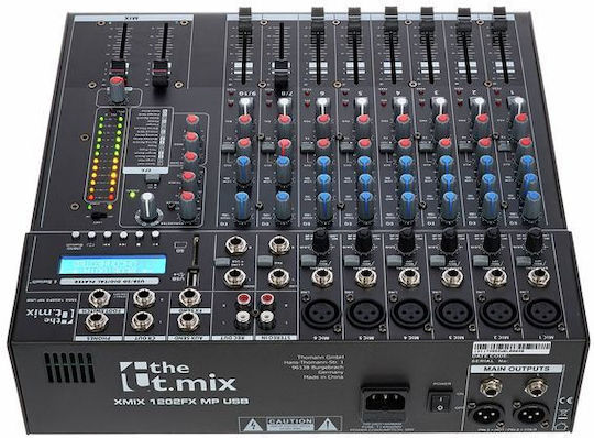 The t.mix 1202 FXMP USB Analoge Konsole 12 Kanäle mit Phantom Power & 6 XLR-Eingänge & Bluetooth
