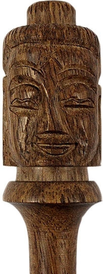 Wooden Singing Bowl Stick Carved Buddha Design 14x2.5cm
