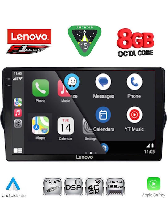 Lenovo Car Audio System for Fiat Tipo 2015-2023 (Bluetooth/USB/WiFi/GPS/Apple-Carplay/Android-Auto) with Touch Screen 9"