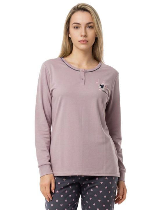 Lovelx Homewear Χειμερινό Γυναικείο Σετ Πιτζάμας Βαμβακερό Σάπιο Μήλο Lovelx Homewear Χειμερινό Γυναικείο Σετ Πιτζάμας Βαμβακερό Σάπιο Μήλο