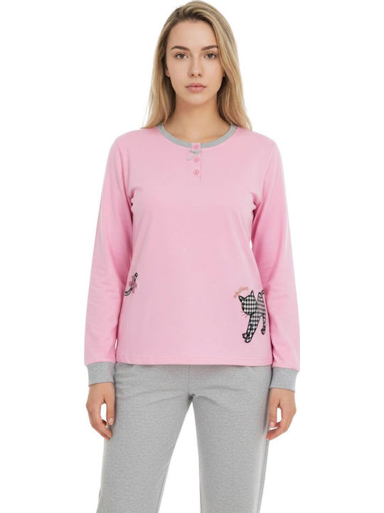 Lovelx Homewear Χειμερινό Γυναικείο Σετ Πιτζάμας Βαμβακερό Ροζ Lovelx Homewear Χειμερινό Γυναικείο Σετ Πιτζάμας Βαμβακερό Ροζ