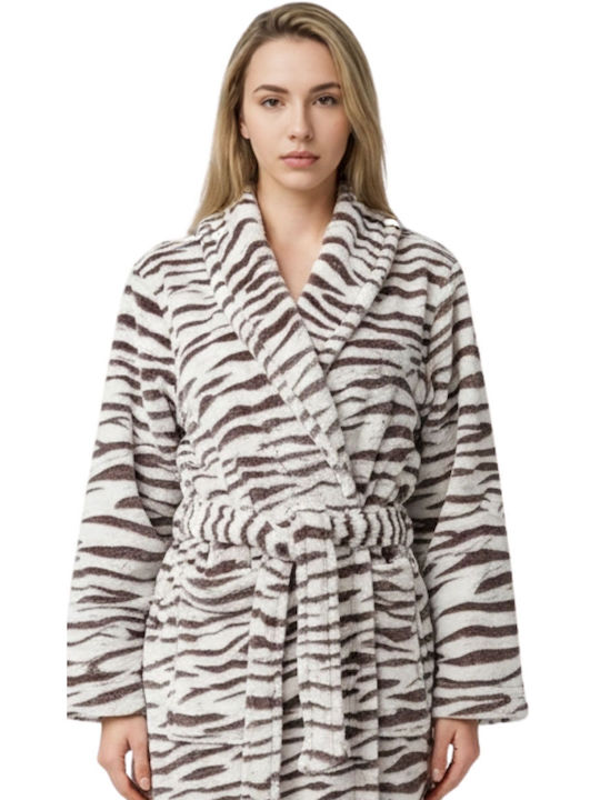 Lovelx Homewear Χειμερινή Γυναικεία Ρόμπα Γκρι-καφέ Lovelx Homewear Χειμερινή Γυναικεία Ρόμπα Γκρι-καφέ
