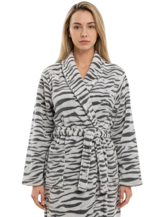 Lovelx Homewear Χειμερινή Γυναικεία Ρόμπα Γκρι-ανθρακί Lovelx Homewear Χειμερινή Γυναικεία Ρόμπα Γκρι-ανθρακί