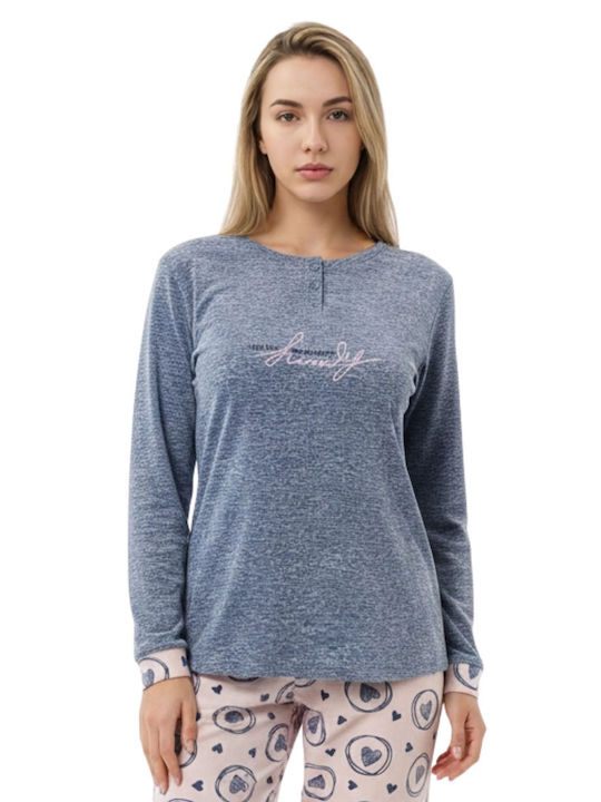 Lovelx Homewear Χειμερινό Γυναικείο Σετ Πιτζάμας Γκρι Lovelx Homewear Χειμερινό Γυναικείο Σετ Πιτζάμας Γκρι