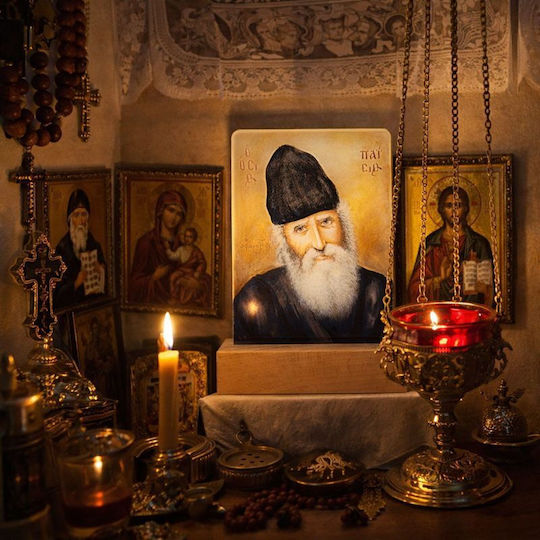F&L Illuminated decorative with image of Saint Paisios Iconostasis