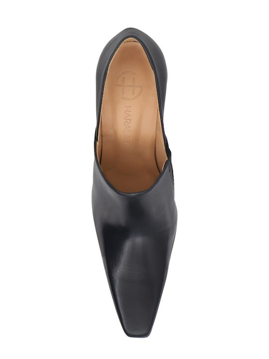 Leder Pumps mit hohem Absatz Schwarz