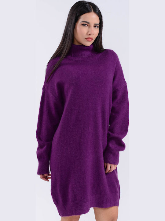 Damen Pullover Rollkragen Purple