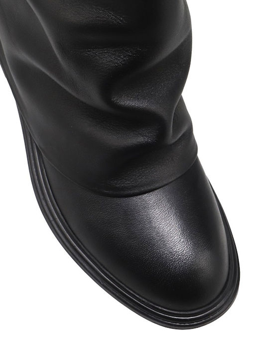 Leder Stiefeletten Damen Schwarz