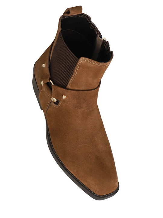 Wildleder Damen Biker-Stiefel Tabac Braun