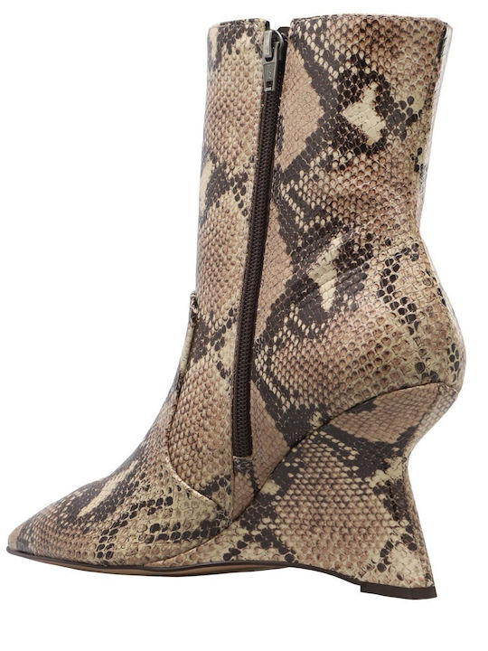 Damen Stiefeletten mit Plattform Beiges