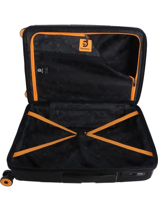 Discovery Medium Travel Suitcase Hard Black with 4 Wheels Height 67cm DL02HO.60.06