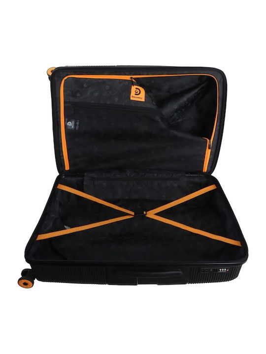 Discovery Large Travel Suitcase Hard Black with 4 Wheels Height 76.5cm DL02HO.71.06