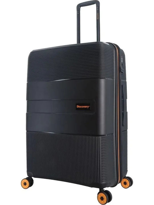 Discovery Large Travel Suitcase Hard Black with 4 Wheels Height 76.5cm DL02HO.71.06