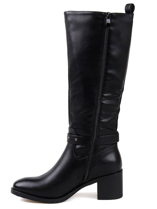 Damenstiefel mit mittlerem Absatz Schwarz