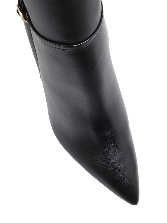 Leather High Heel Women's Boots Black