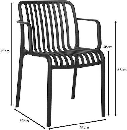 Scaun De Exterior Din Polipropilenă Moda Negru E3800,5H 54x57x80cm