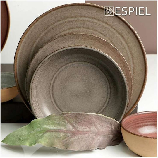 Espiel Stoneware Μπωλ Σερβιρίσματος Στρογγυλό Κεραμικό Γκρι