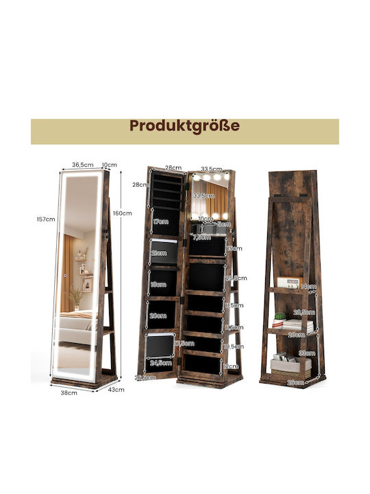 Costway Boden- oder Standspiegel mit Braune Holz Rahmen