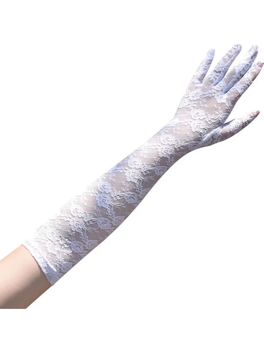 Bridal Gloves Long Lace Fingers White Candace
