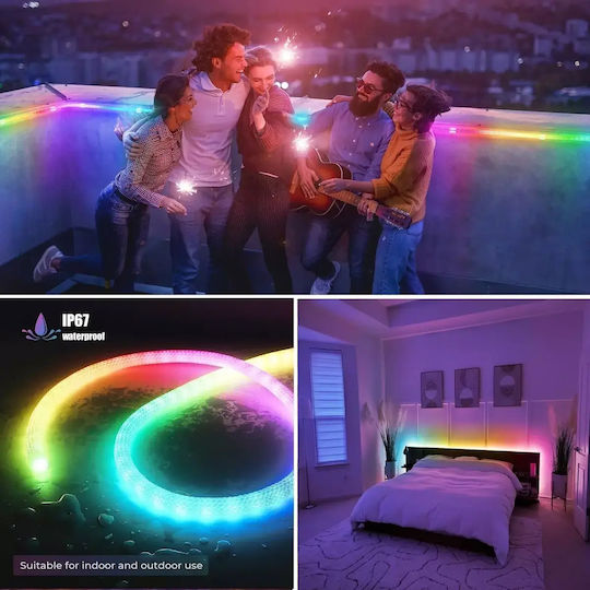 Waterproof LED Strip USB 5V RGB Light 2m Neon Flex with Power Supply & Remote Control